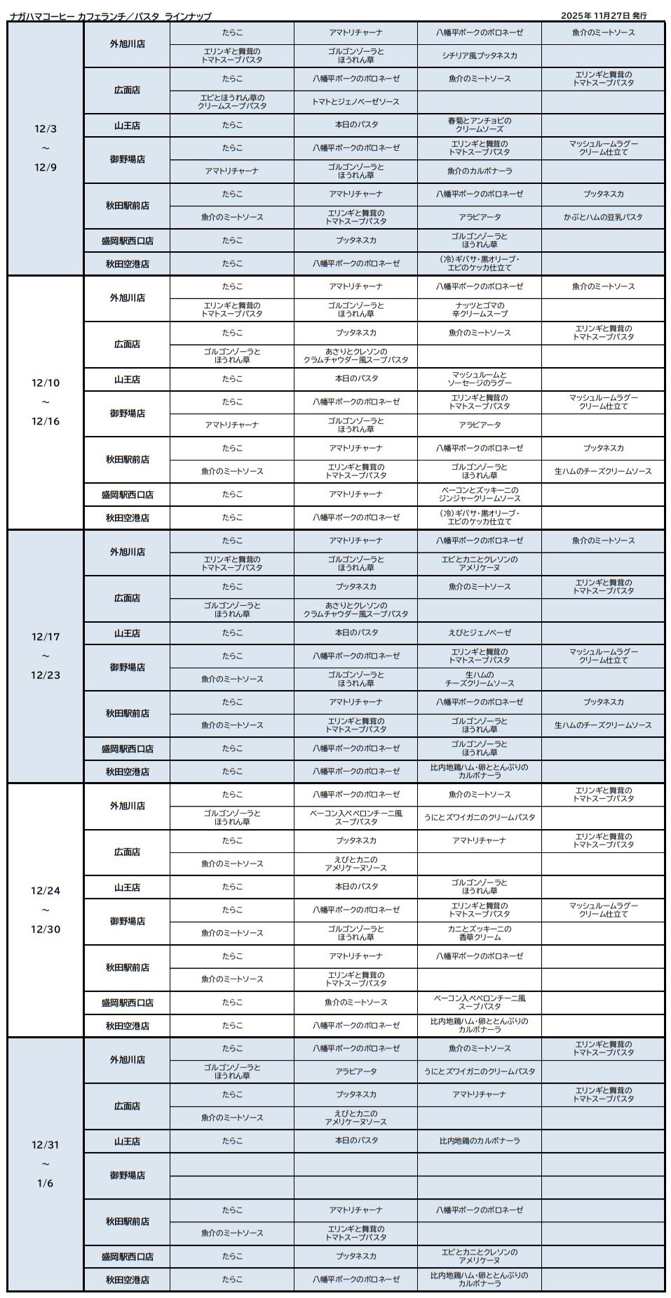 ﾊﾟｽﾀ１２月
